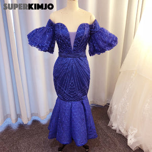 royal blue prom dresses 2020 sparkly glued sequins mermaid ruffle evening dresses party dress