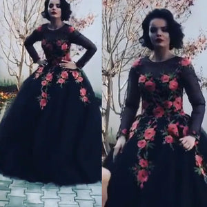 mermaid prom dresses 2020 crew neck long sleeve embroidery black evening dresses lace party dresses