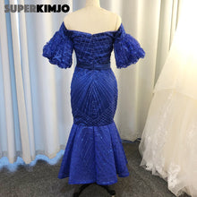 Load image into Gallery viewer, royal blue prom dresses 2020 sparkly glued sequins mermaid ruffle evening dresses party dress