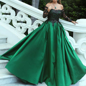 green prom dresses 2020 lace satin green evening dresses formal dresses arabic party dresses