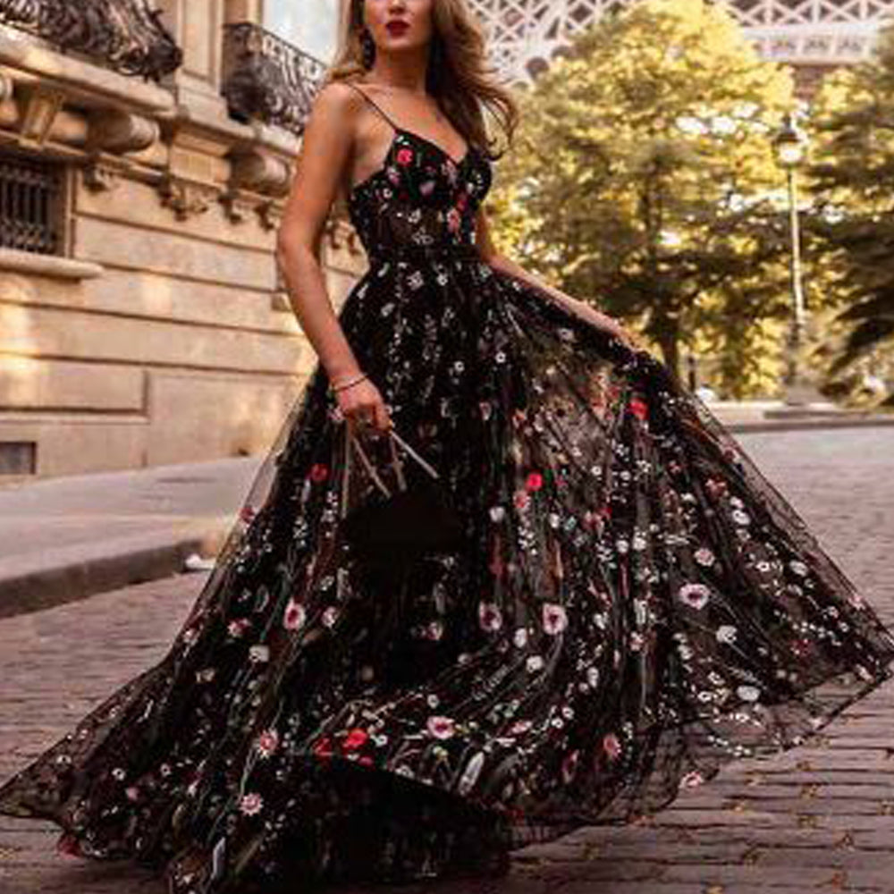 embroidery prom dresses 2020 sweetheart neckline backless a line floor length lace evening dresses arabic party dresses