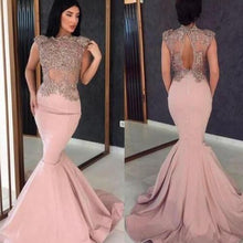 Load image into Gallery viewer, pink prom dresses 2020 lace beading sequins mermaid formal dresses arabic party dresses cheap evening gowns