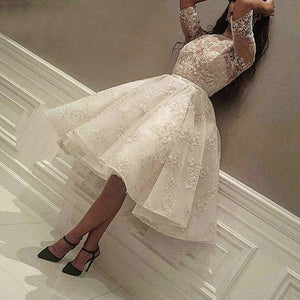 lace prom dresses 2020 white half sleeve ball gown knee length evening dresses ball gown white wedding dresses arabic