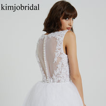 Load image into Gallery viewer, lace wedding dresses 2020 deep v neck lace appliques ball gown detachable train bridal dresses vestidos de noiva