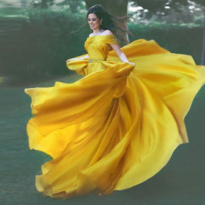 yellow prom dresses 2020 off the shoulder beading crystal belt satin detachable skirt evening dresses vestidos de fiesta