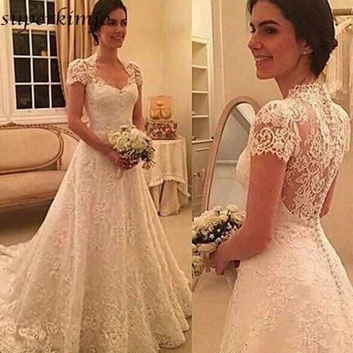 vintage wedding dresses 2020 cap sleeve sweetheart neckline lace arabic bridal dresses noiva