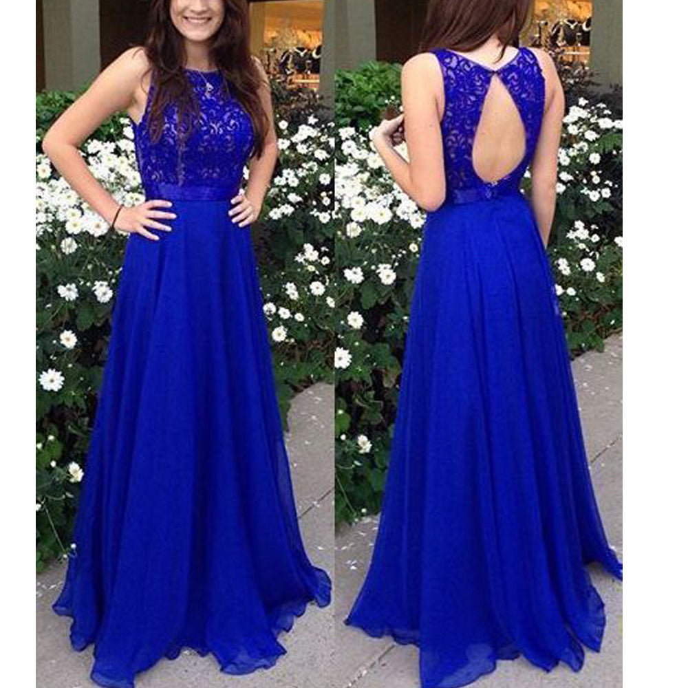 lace prom dresses 2020 sheer crew neckline sleeveless chiffon a line formal dresses evening dresses gowns