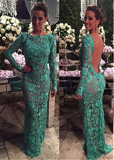 lace prom dresses 2020 backless long sleeve mermaid lace appliques mermaid evening dresses arabic evening gowns