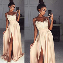 Load image into Gallery viewer, chiffon evening dresses 2020 side slit sexy evening dresses cheap prom dresses bridesmaid dress