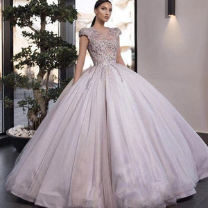 crystal prom dresses wedding dresses ball gown tulle beading lace appliques puffy long evening dresses gowns