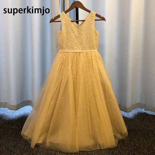 new arrival little flower girls dresses 2020 champagne real picture ball gown little girls pageant dress girls party dress