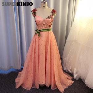 real prom dresses pearls sweetheart neckline 2020 embroidery evening dress coral formal dress