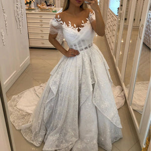lace wedding dresses 2020 off the shoulder lace appliques flowers ball gown wedding gowns bridal dresses