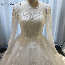 Load image into Gallery viewer, real wedding dresses 2020 lace appliques long sleeve ball gown bridal dresses vestidos de noiva