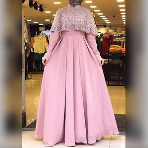 pink prom dresses 2020 jacket pearls lace long sleeve suit evening dresses women party dresses