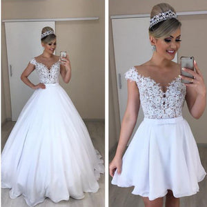 detachable skirt wedding dresses off the shoulder lace appliques chiffon bridal dresses short wedding gowns