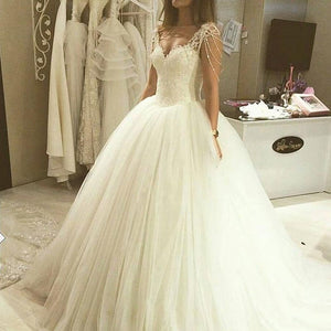 ball gown wedding dresses 2020 sweetheart neckline sequins beading crystal ball gown floor length bridal dresses