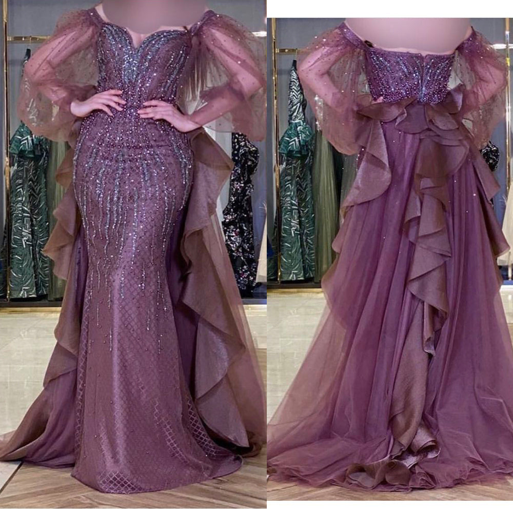 purple prom dresses 2020 sweetheart neckline beading sequins crystal mermaid evening dresses gowns