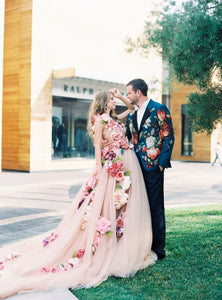 pink prom dresses hand made flowers sweetheart neckline new arrival ball gown evening dresses