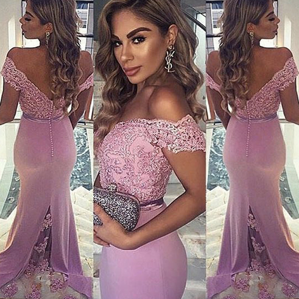 lace prom dresses 2020 formal dresses off the shoulder lace appliques evening dresses beaded evening gowns