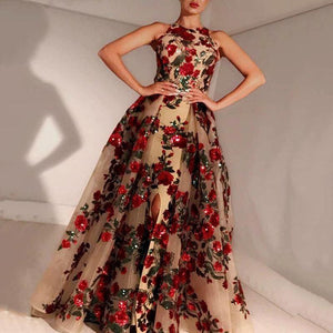 New Elegant Woman Evening Gown Plus size slim printed long evening dress Suitable for Formal Parties
