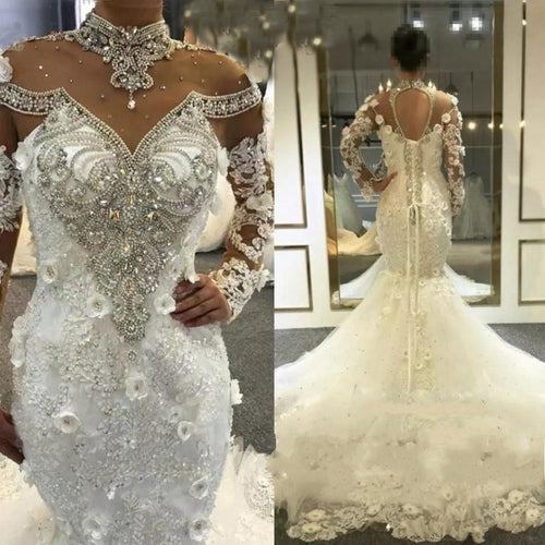 2020 Amazing Burgundy Ball Gown Wedding Dresses Off Shoulder Long Sleeves Lace Appliques Crystal Beaded Puffy Tulle Plus Size Bridal Gown