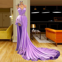 Load image into Gallery viewer, purple prom dresses 2022 evening dresses side slit evening gowns long evening gowns