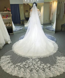 vintage wedding veils long lace appliques two layer bridal veils wedding accessories