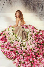 Load image into Gallery viewer, flowers prom dresses gold sparkly sequins shinning flowers 3d flowers evening dresses gowns