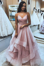 Load image into Gallery viewer, sparkly prom dresses 2020 sweetheart neckline blush backless shinning evening dresses formal dresses