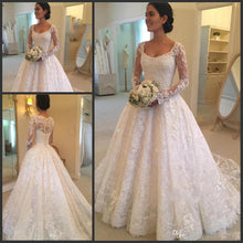Load image into Gallery viewer, Long Sleeves Plus Size Mermaid Wedding Dresses With Overskirt Pearls Beaded Illusion African 2020 Bridal Gowns Customized Vestidos