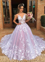 Load image into Gallery viewer, pink prom dresses 2020 flowers ball gown lace appliques puffy evening dresses arabic evening gowns